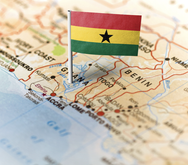 Ghana on a map