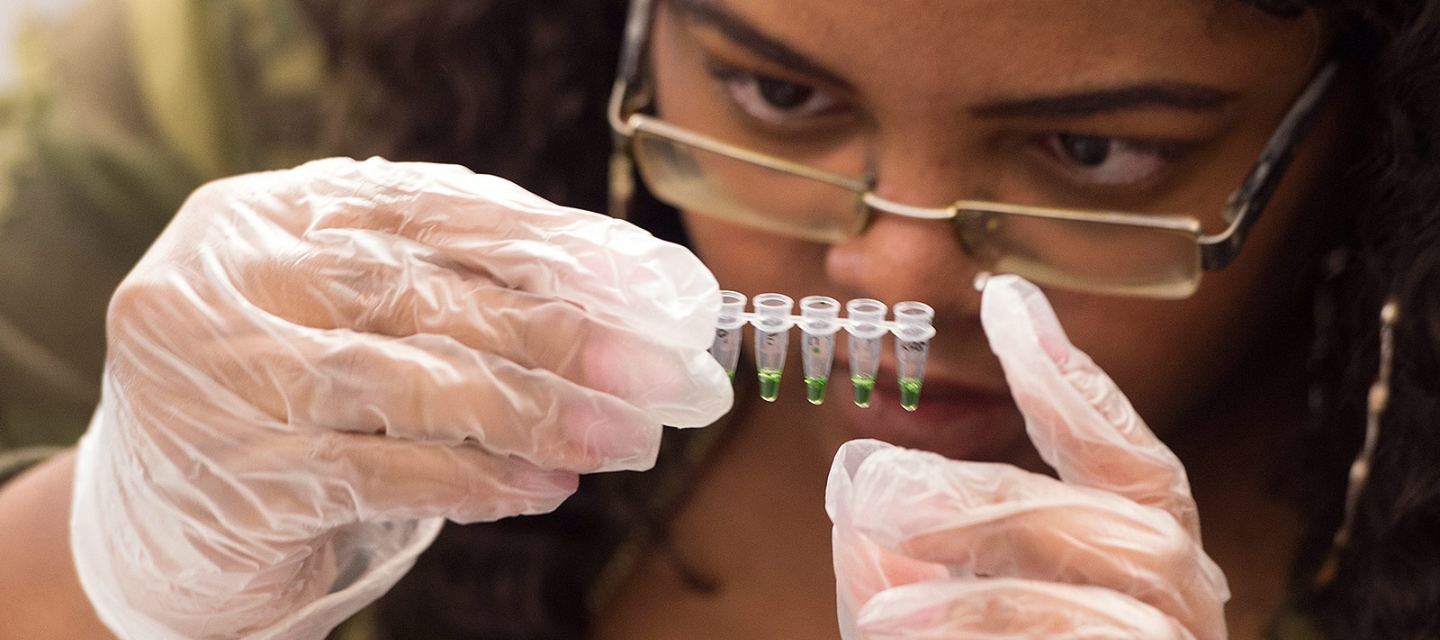 Biology student in a lab